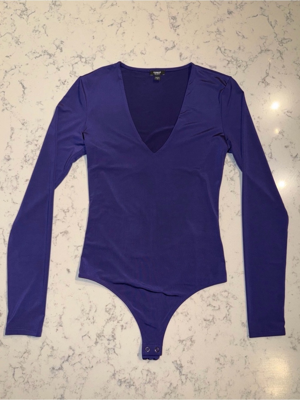 Express Body Contour V-Neck Long Sleeve Bodysuit Purple and Olive Green Size XS - Picture 2 of 8